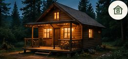 Wooden cabin in the forest