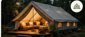 Luxury glamping tent interior